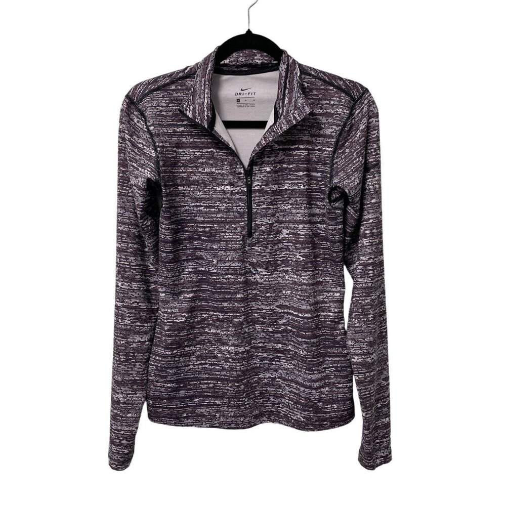 NIKE PULLOVER 1/2 ZIP DRI-FIT LIGHTWEIGHT STRETCH SIZE M PURPLE STRIPED ATHLETIC